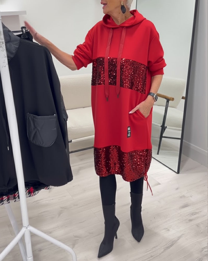 Loravynna | Trendy Patchwork Hooded Dress