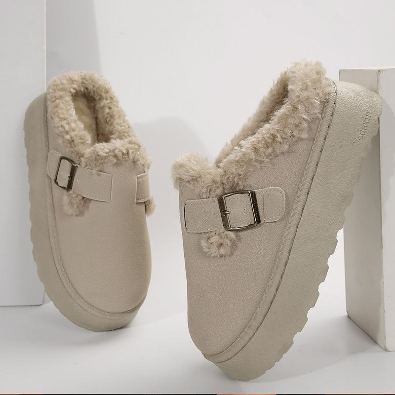 ELLA™ - Women Suede Plush Buckle Slip On Slippers Boots