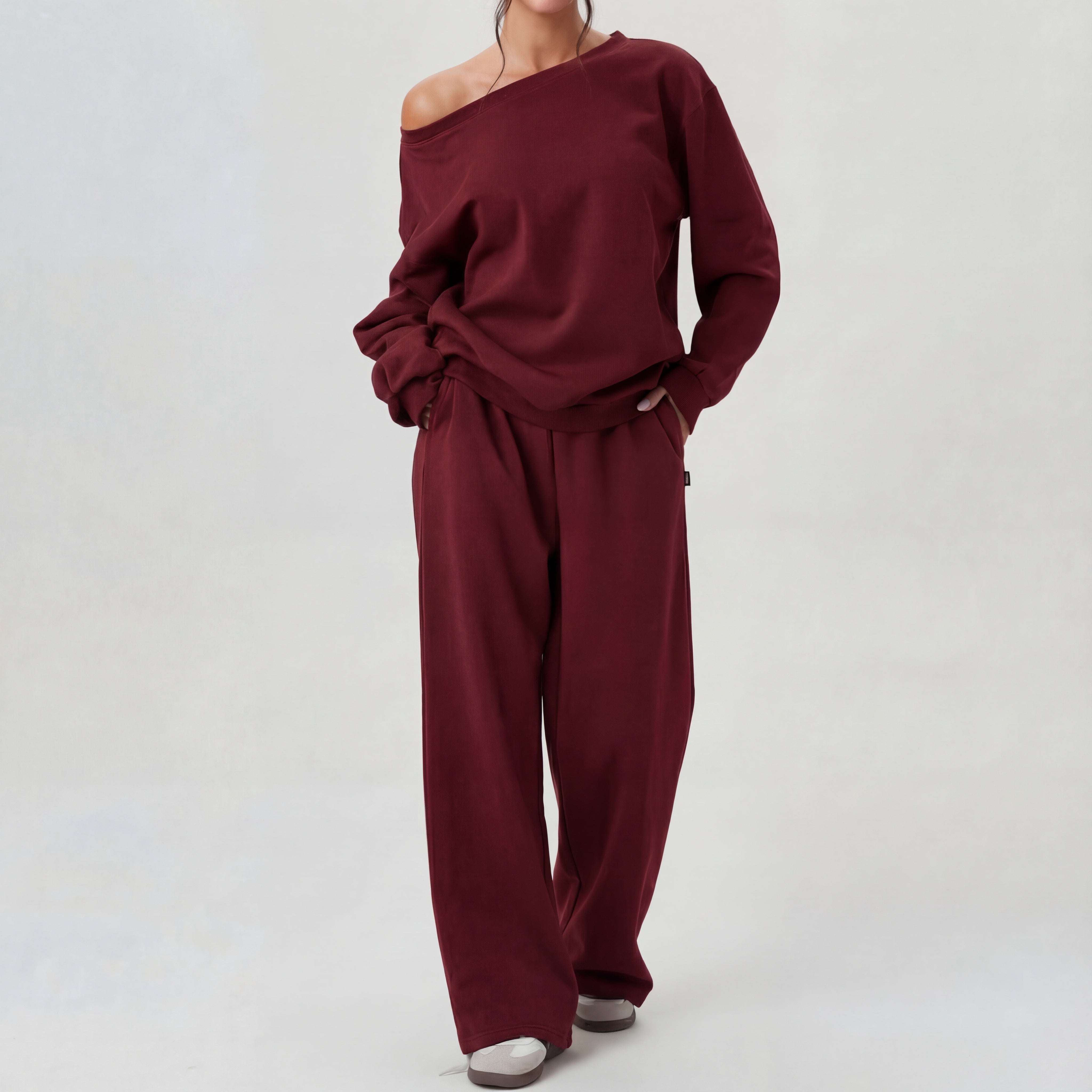 NELIA™ - Casual One-Shoulder Long Sleeve Two-Piece Set