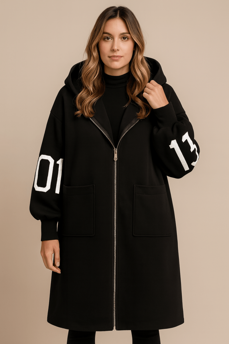 SELENE | LONG KNITTED HOODIE COAT